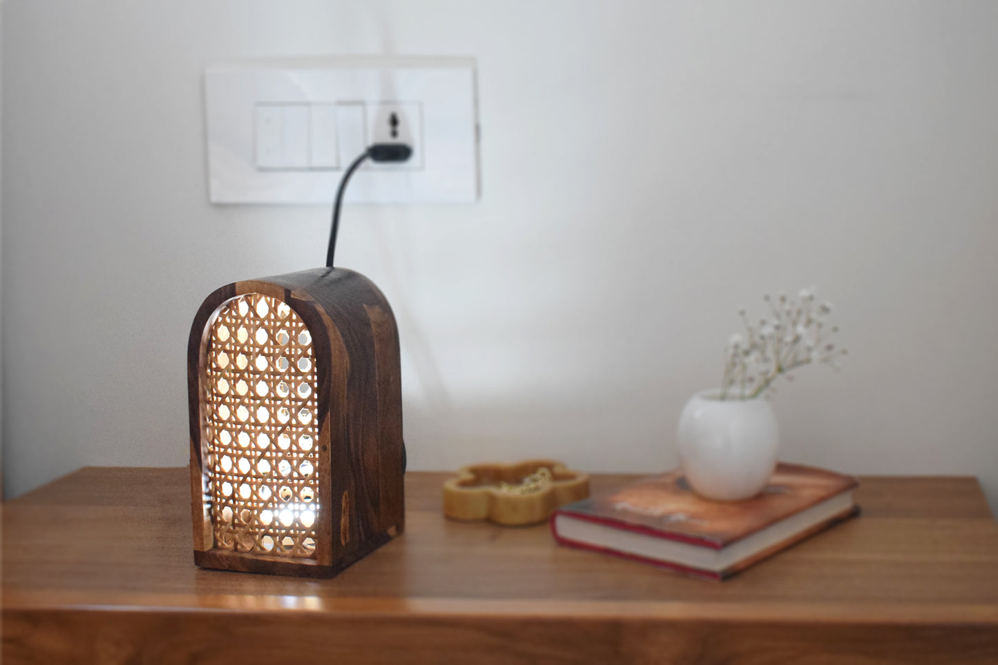 Doorway Cane & Wooden Lamp