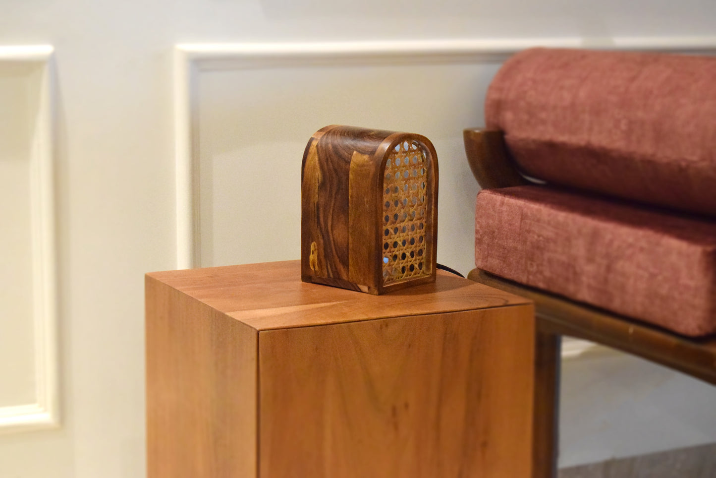 Doorway Cane & Wooden Lamp